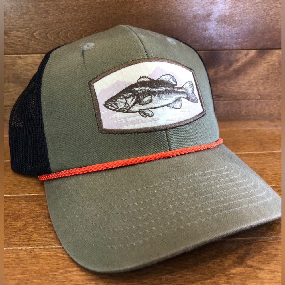 Olive Green Fishing Hat with Red Accent